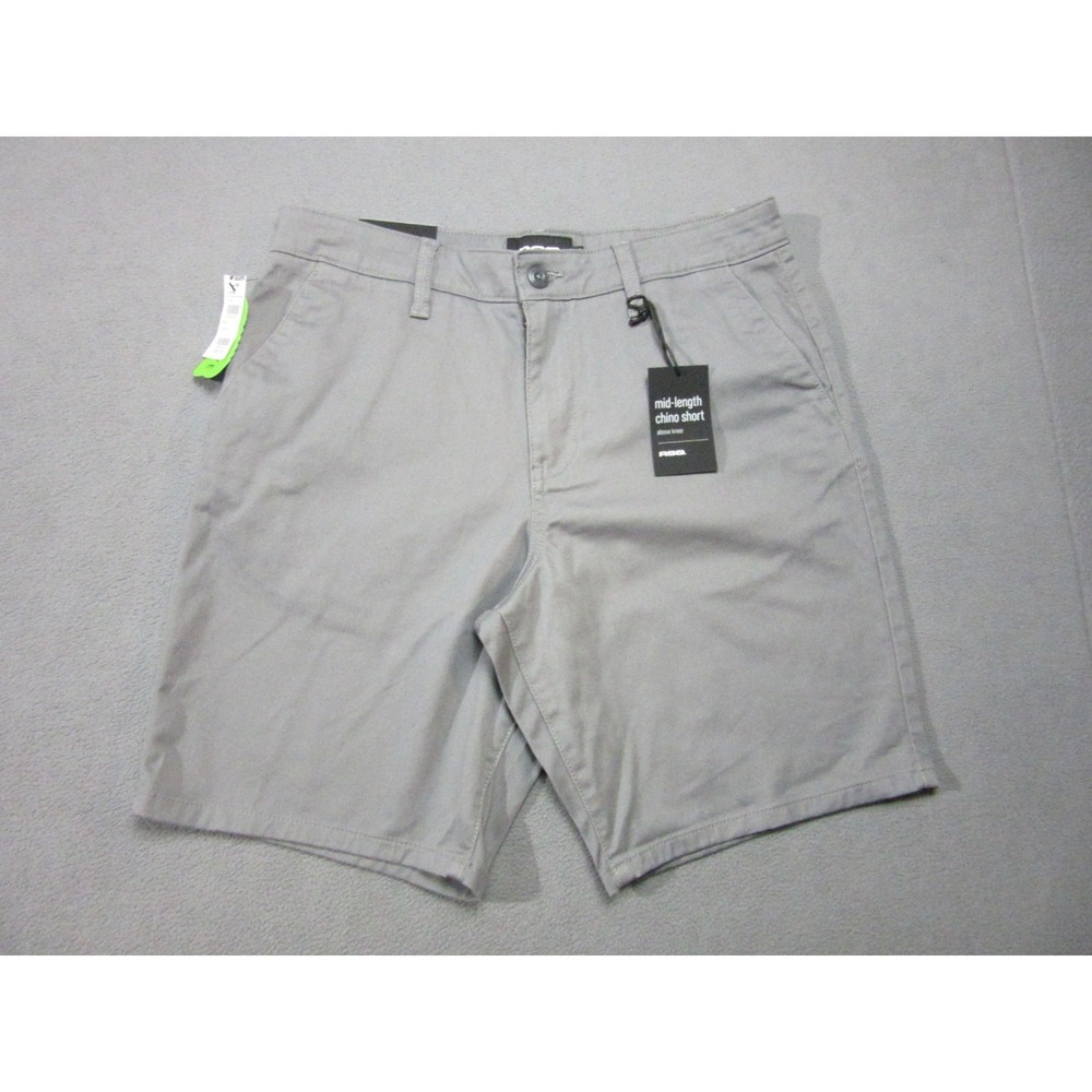 RSQ Shorts Mens 32 Gray Stretch Chino High Rise Mid Length Summer Casual Walking